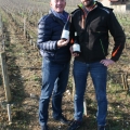 Chris in Les Cloux Vineyard with Pascal the Winemaker